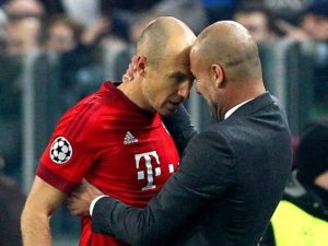 Robben e Guardiola no Bayern.