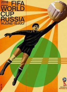 Cartaz da Copa de 2018, que aconteceu na Rússia