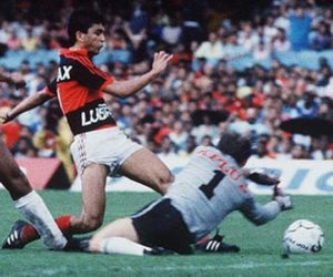 Bebeto anotou gol do Flamengo.