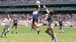 Gol de mão de Maradona na Copa de 1982.