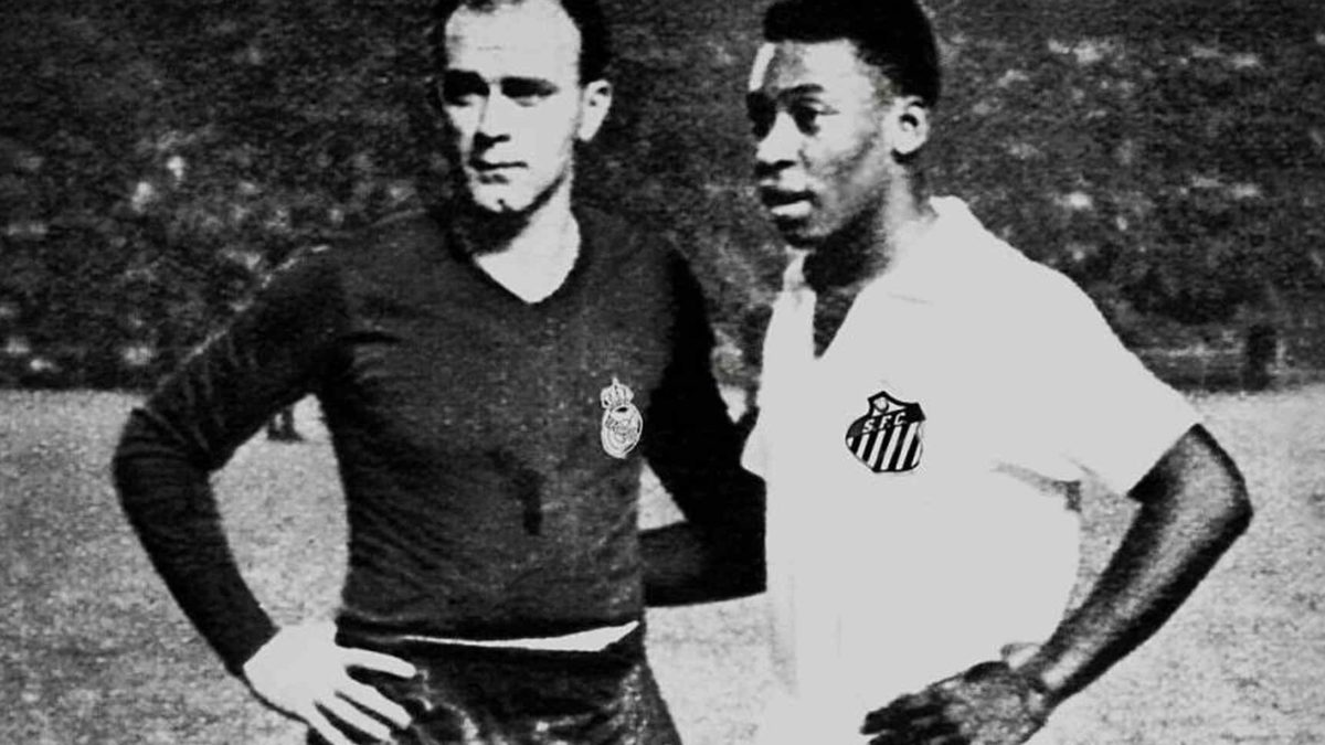 Di Stefano e Pelé, craques de Real Madrid e Santos.