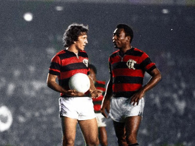Zico e Pelé juntos pelo Flamengo em 1979.