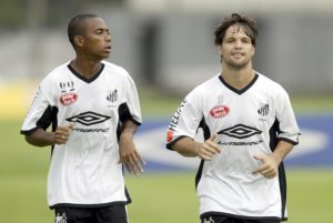 Diego e Robinho no Santos.