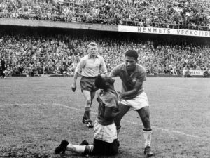 Pelé ao vencer a Copa do Mundo de 1958